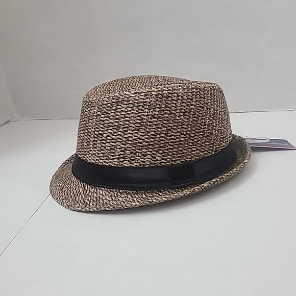 100% Paper Straw Brown Trilby Fedora Hat Brown,Black Band Unisex NWT M 57cm/22" - Picture 10 of 13